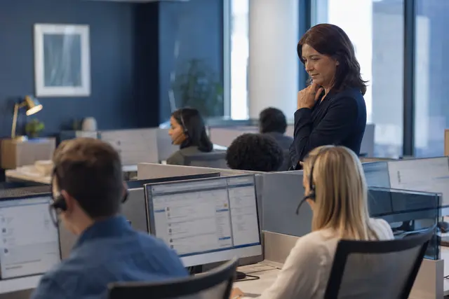 Photorealistic business concept for Dynamics 365 Customer Service: cases, knowledge & service queues.