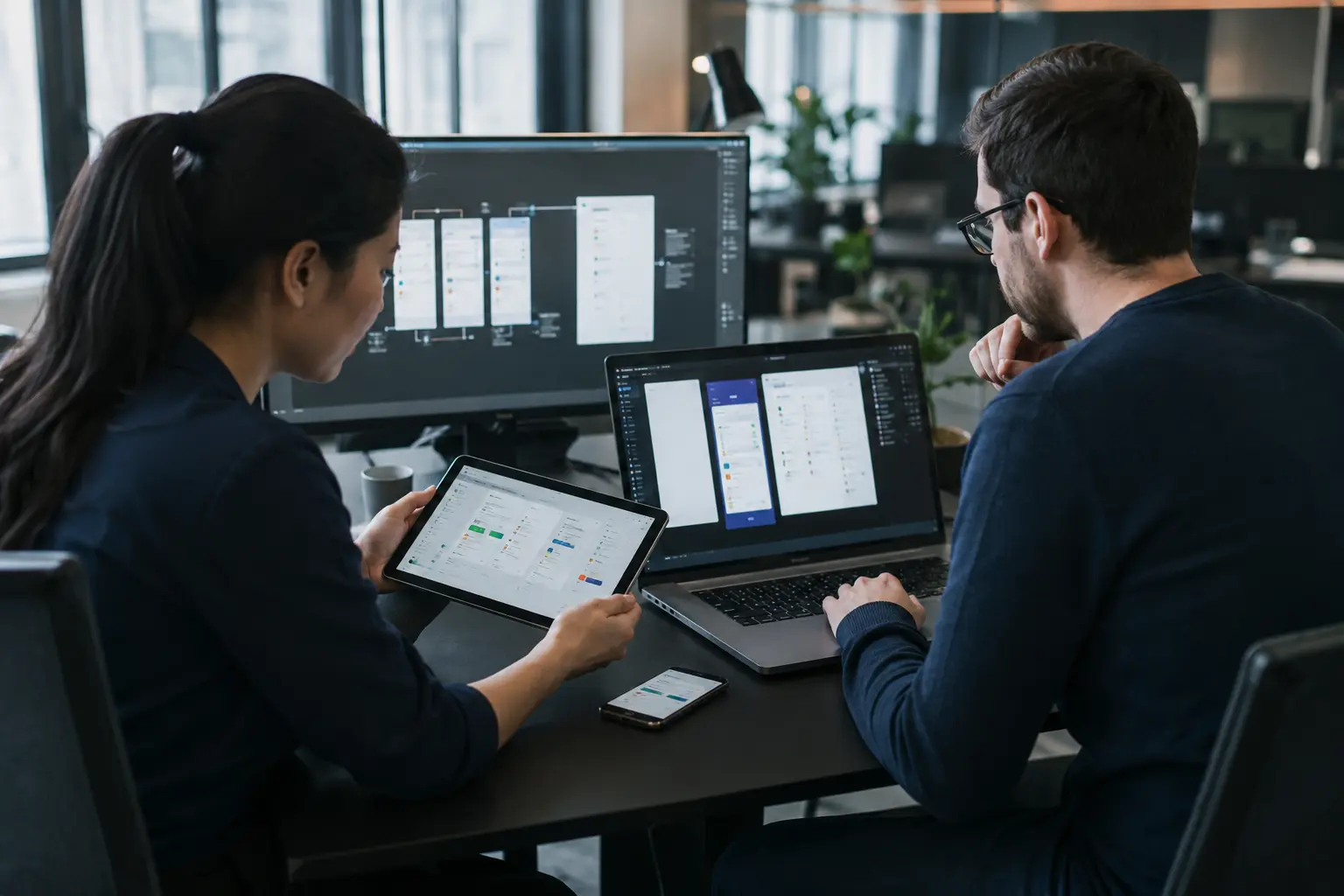 Photorealistic business concept for Power Apps: business apps shaped around your users.