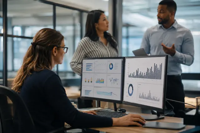 Photorealistic business concept for Power BI: trusted models & decision-ready reporting.