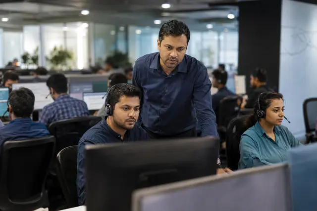 Photorealistic business concept for Zoho Desk: ticket routing & support resolution.