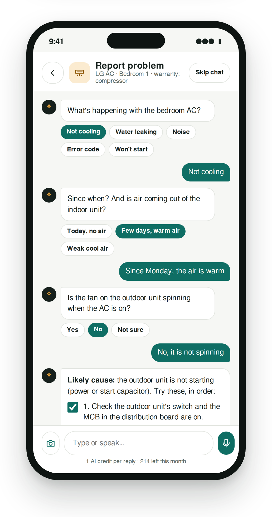 SUKAI AI issue assistant conversation preview