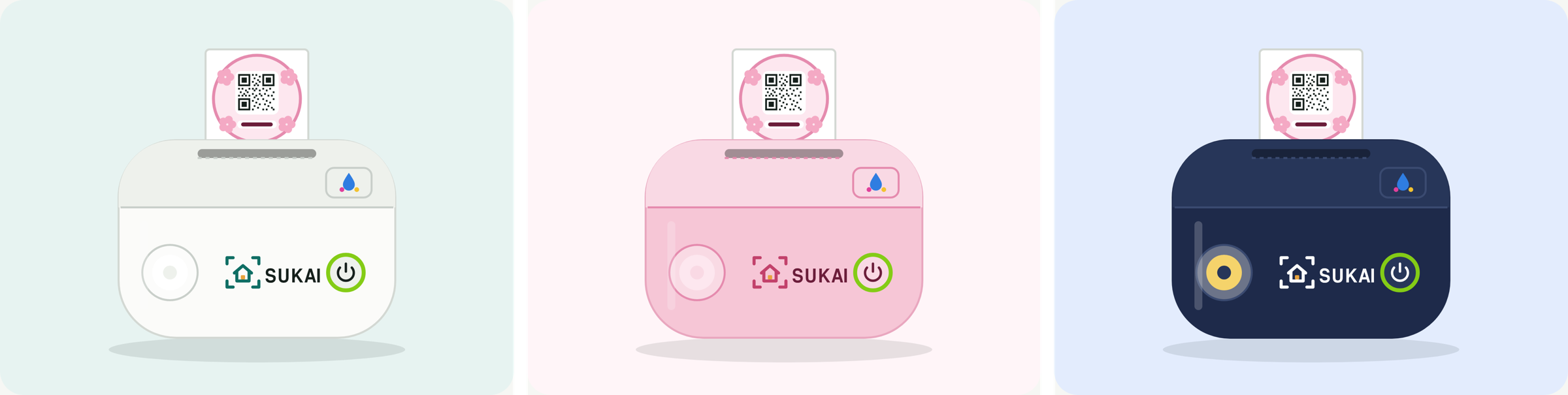 SUKAI Mini Colour in Pearl white, Blossom pink and Galaxy navy